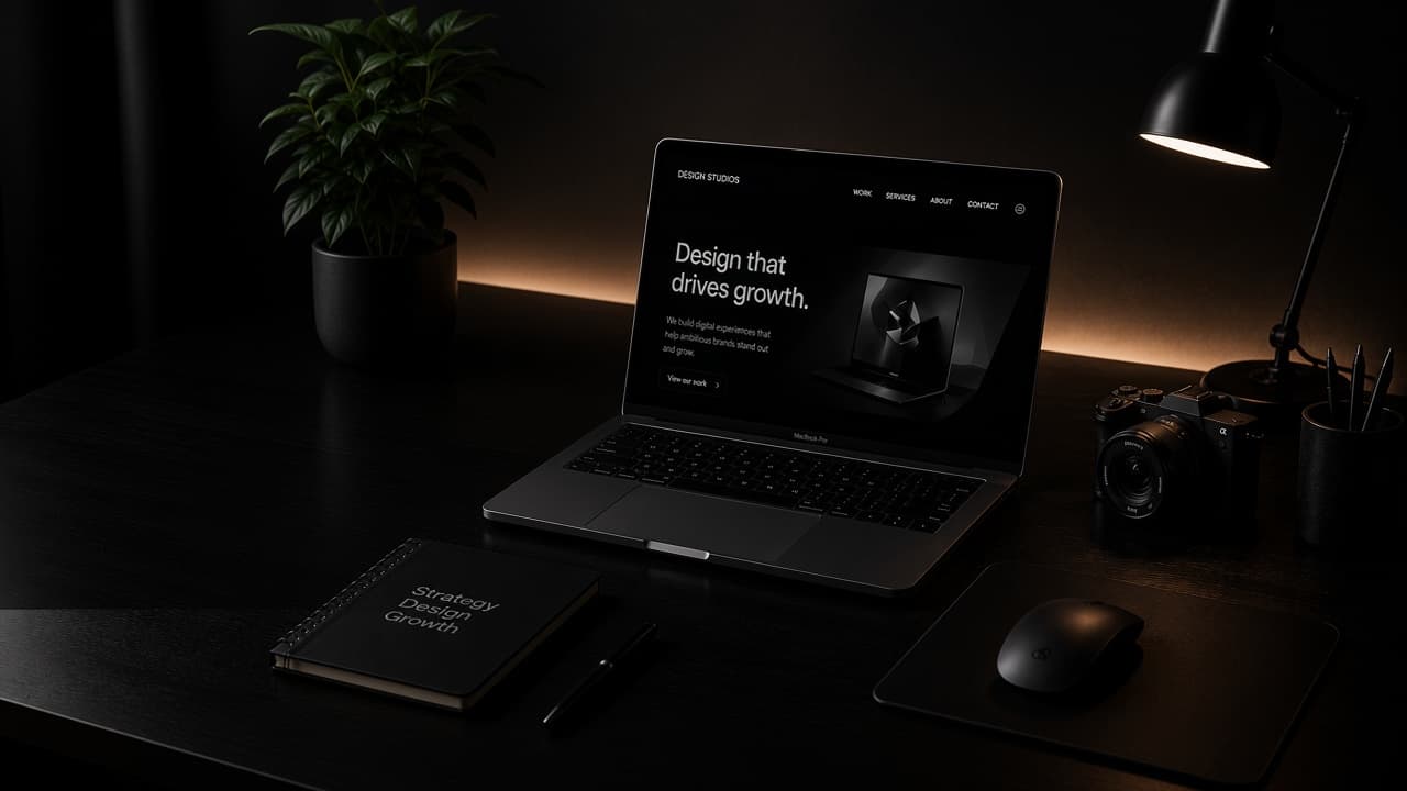 Novaro werkplek met laptop, camera en bureau